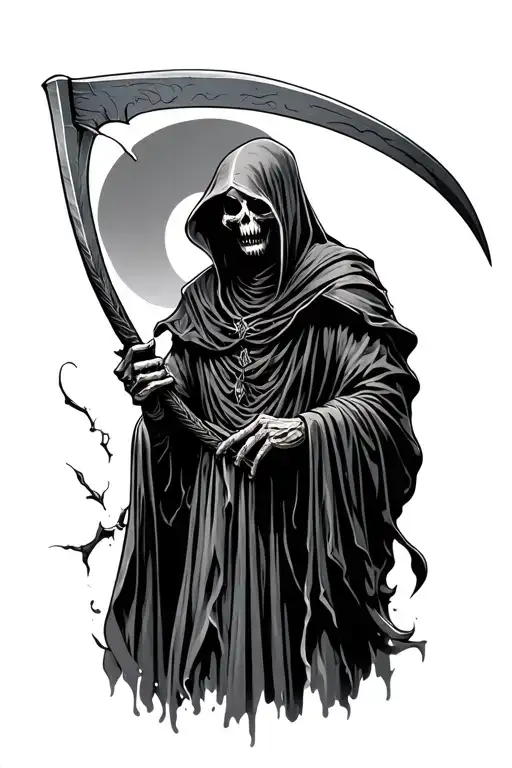 grim reaper with scythe tattoo design idea