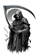 grim reaper with scythe tattoo design idea