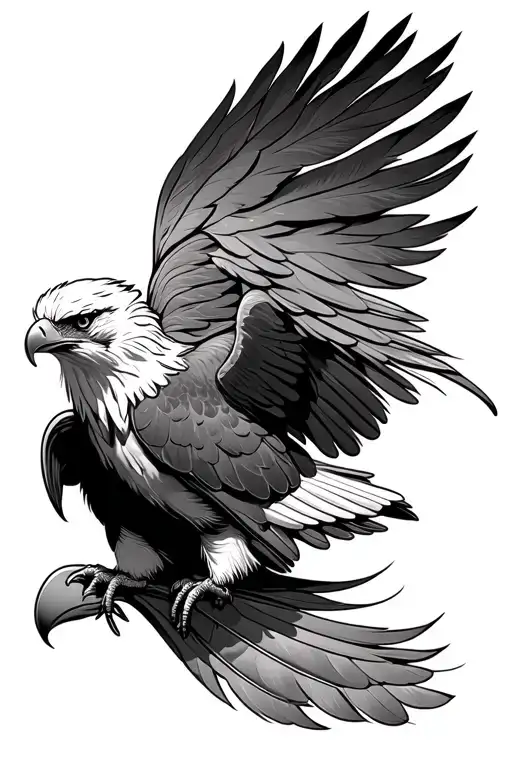 feather quill transforming into eagle perched on top tattoo design idea