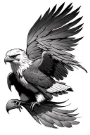 feather quill transforming into eagle perched on top tattoo design idea