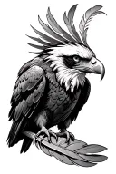 feather quill transforming into eagle perched on top tattoo design idea