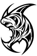 hidden H in a tribal hammer head shark tattoo design idea