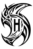hidden H in a tribal hammer head shark tattoo design idea