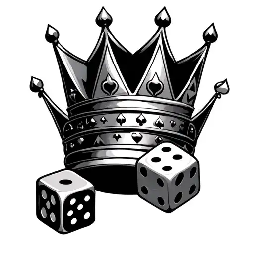 Crown Tercia de Aces and 2 dice tattoo design idea