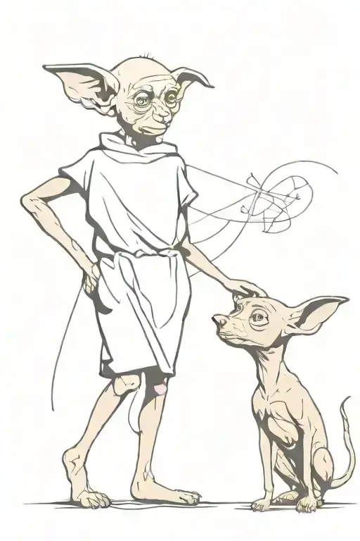Banksy art with dobby and 299km/h  tattoo design idea