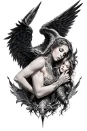 sexy angels demons fighting neck tattoo tattoo design idea