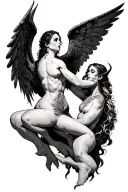 sexy angels demons fighting neck tattoo tattoo design idea