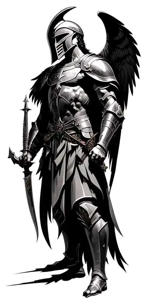 St michael, spartan warrior, templar knight, us marine tattoo design idea