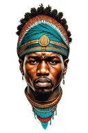 African warrior with machine gun tattoo design idea