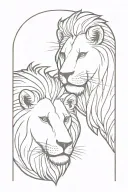 lion and lamb faces Stare tattoo design idea