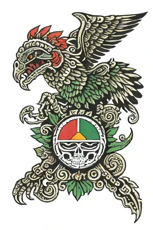 aztec mexican flag tattoo design idea