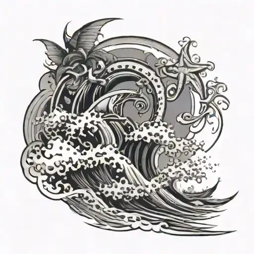 rock surf style tattoo design idea