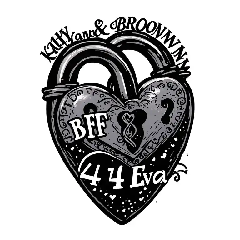 "Kathy and Bronwyn BFF 4 Eva" Heart shaped lock tattoo design idea