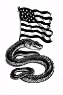 rattlesnake with American flag tattoo design idea