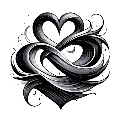 infinity and wave and heart shape tattoo design idea