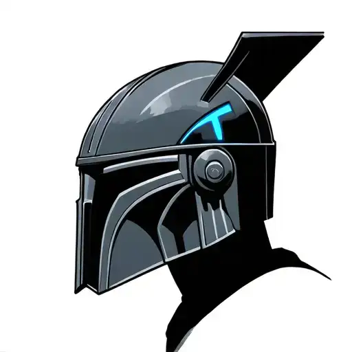 mandalorian helmet blue ring tattoo design idea