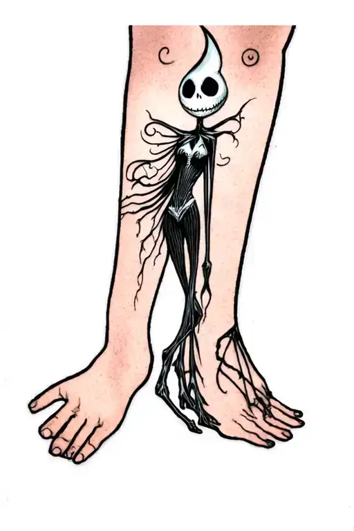 nightmare before christmas leg sleeve tattoo tattoo design idea