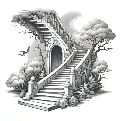 staircase to heaven tattoo design idea