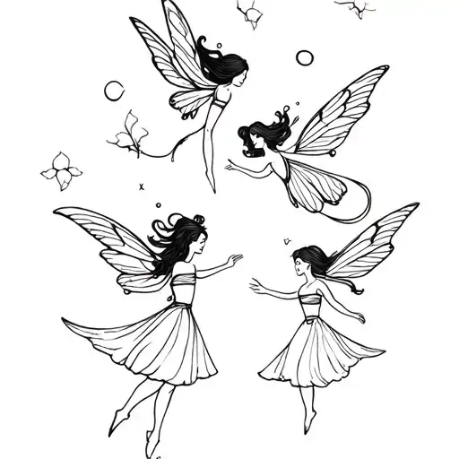 fairies flying tattoo design idea