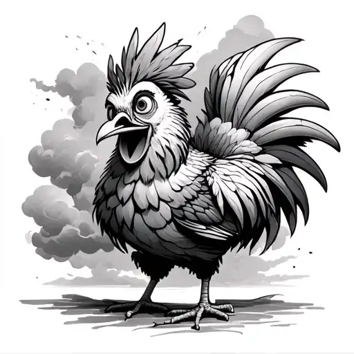 heihei from moana in a storm cloud tattoo design idea
