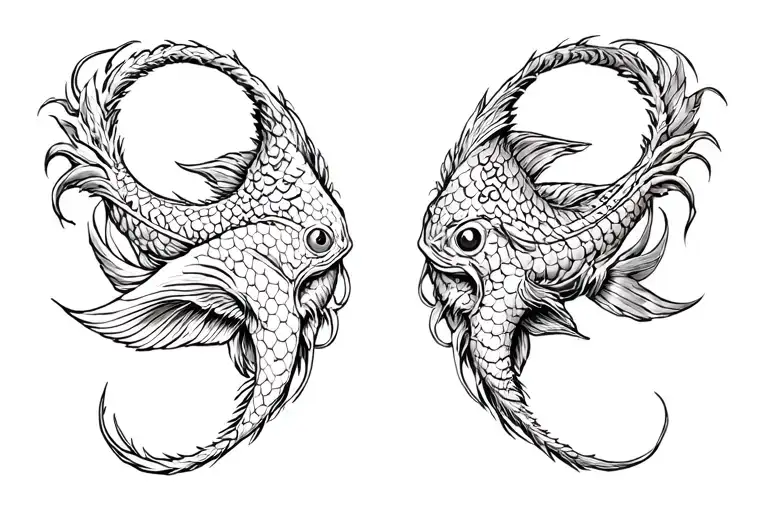 pisces, cancer, virgo zodiac sign intertwined tattoo design idea