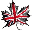 maple leaf with union jack flag intertwined within tattoo design idea