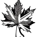 maple leaf with union jack flag intertwined within tattoo design idea