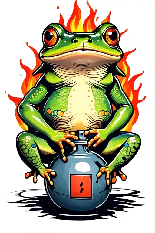 Japanese frog sitting on ignited bomb tattoo design idea