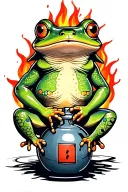 Japanese frog sitting on ignited bomb tattoo design idea