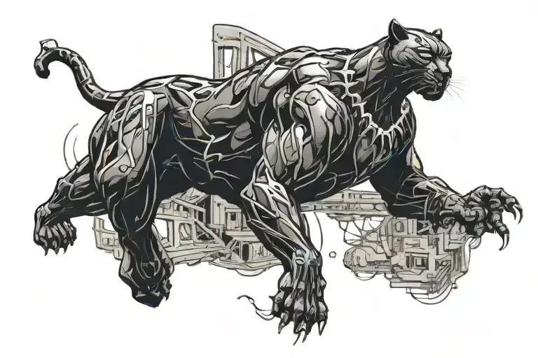 black panther walking along arm and also tattoo design idea