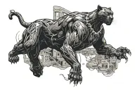 black panther walking along arm and also tattoo design idea