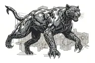 black panther walking along arm and also tattoo design idea