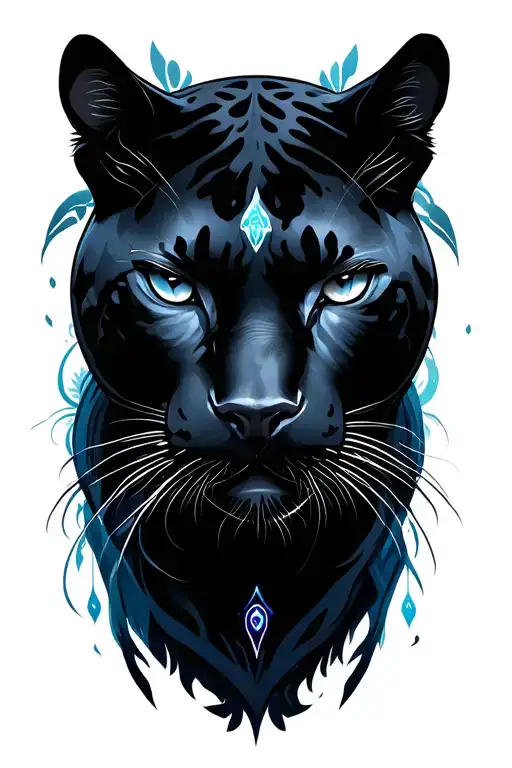 hecate goddess painted sky background black panther tattoo design idea