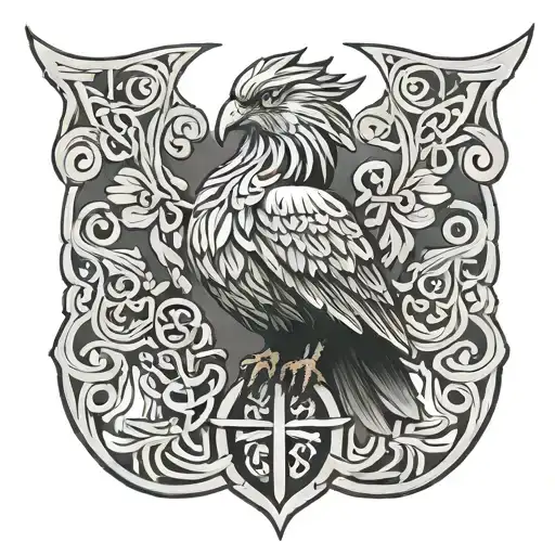Coverup celtic bird tattoo design idea