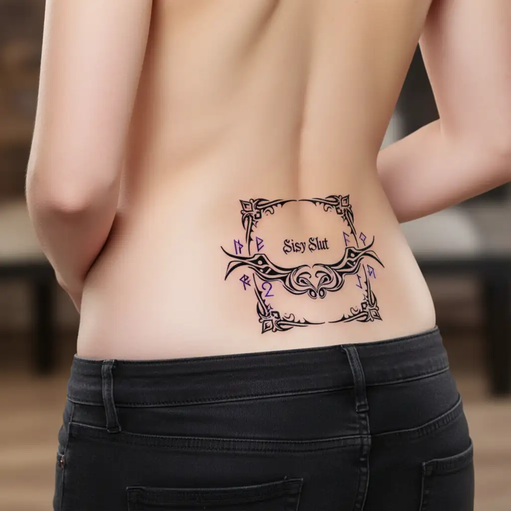 "Sissy Slut" "tribal" "pinstripes" "color" tattoo design idea