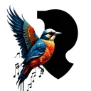 bird made of music notes tattoo design idea