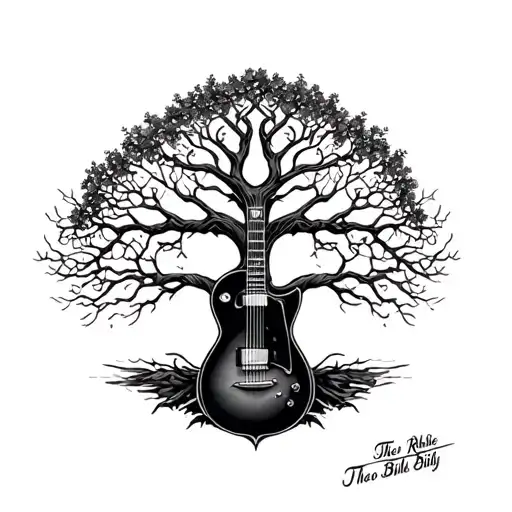 "Theo Robbie Billy" "Theo Robbie Billy" guitar tree of life intertwined  tattoo design idea