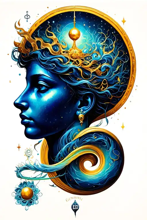 Gemini Aquarius symbol incorporated tattoo design idea