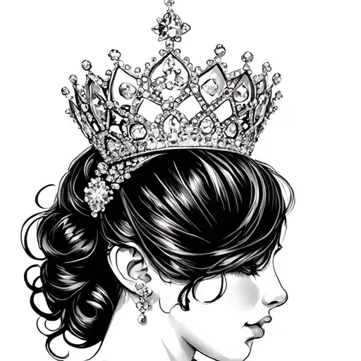 sparkly princess tiara tattoo design idea
