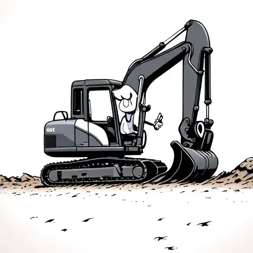 courage the cowardly dog driving a excavator tattoo design idea