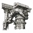 Sampson pushing over pillars slightly crumbling tattoo design idea