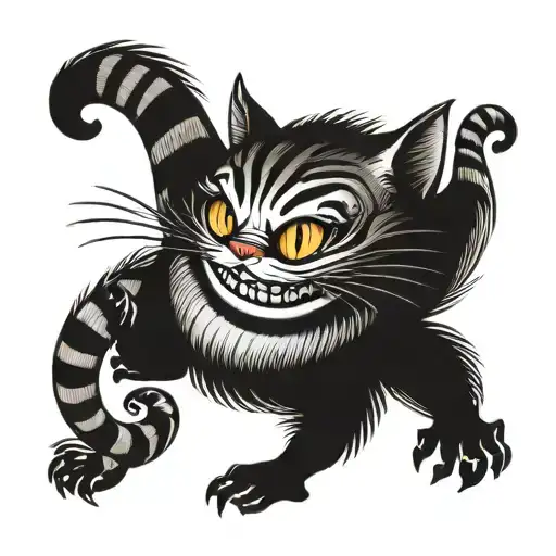 cheshire cat playing tattoo design idea
