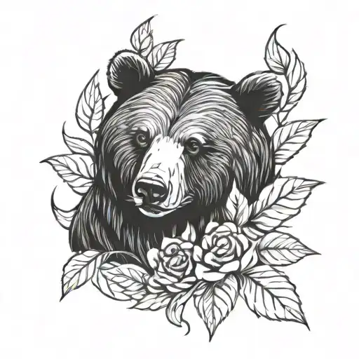 bear with hermit tattoo design idea