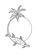 palm tree waves turtle dolphin tattoo design idea