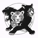 chinese zodiac monkey, dog and tiger emerging tattoo design idea