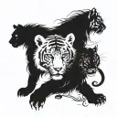 chinese zodiac monkey, dog and tiger emerging tattoo design idea