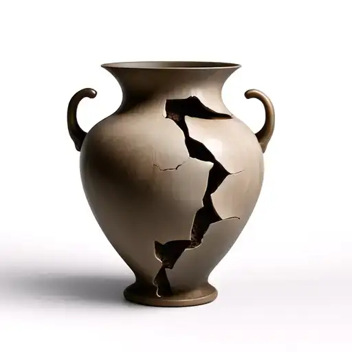 tall sleek broken vase that has been put back together tattoo design idea