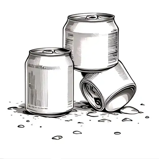 3 beer cans stacked on top of each other facing down an spilling on the ground tattoo design idea