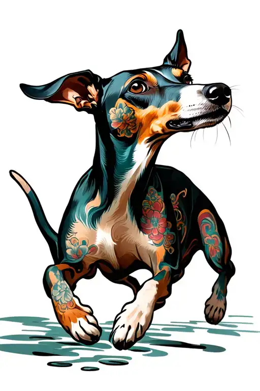 greyhound running tattoo design idea