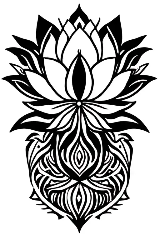 lotus flower mandala design incorporating symbols tattoo design idea